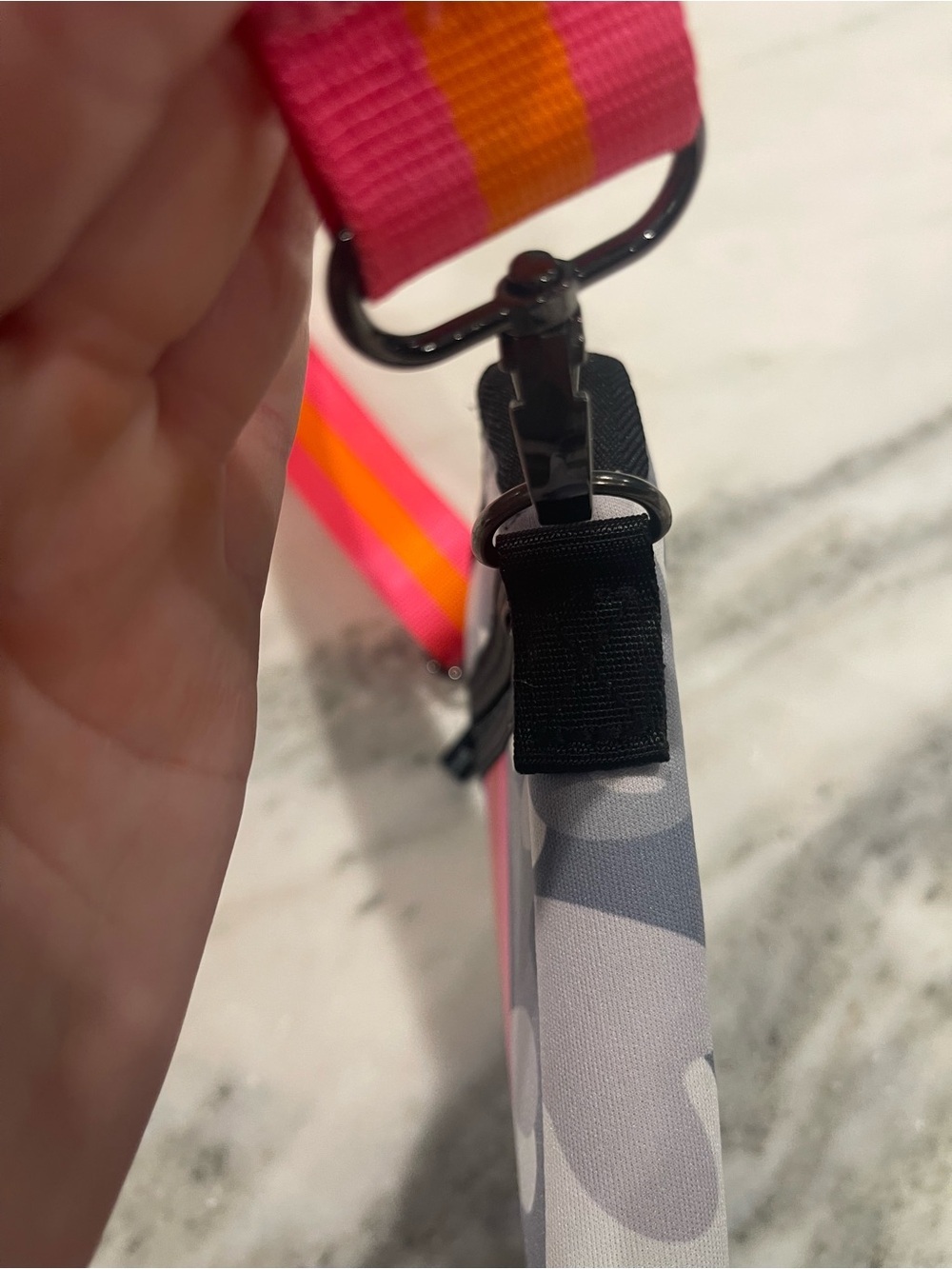 Haute Shore Gray Camo Crossbody Pouch with Pink Accent - Picture 6 of 10